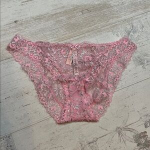 Victoria's Secret Dream Angels Pink and Silver Lace Cheekini Panties Medium
